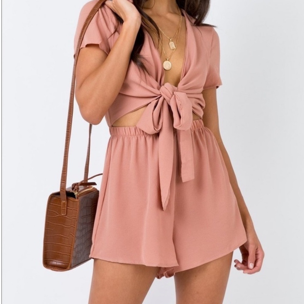 Princess Polly Rust Tie-Front Romper - Picture 9 of 9